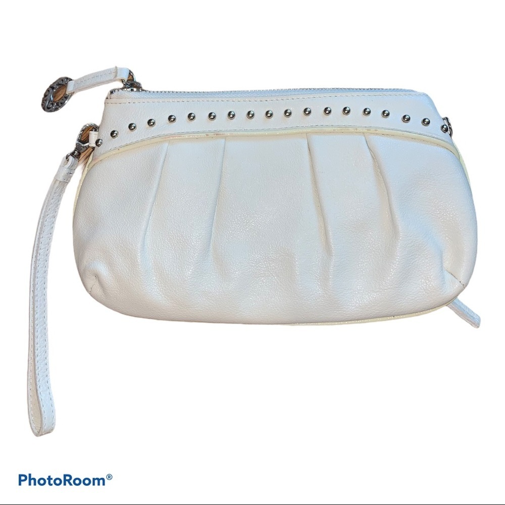 NWOT Brighton Cream Leather Studded Clutch Wallet